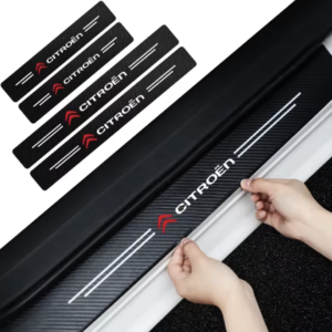 4 stk. Kulfiber Dørtrinsbeskytter til Citroën DS4, DS7, C3, C4, C5 m.fl.