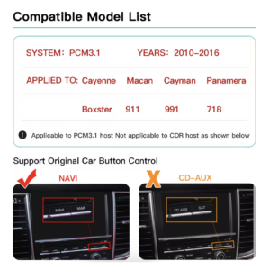 CarPlay Android Auto modul til Porsche PCM3.1 Cayenne Macan 2010–2016