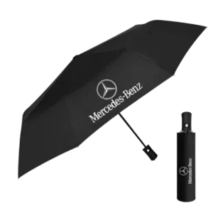 Premium Solskærmsparaply med Mercedes-Benz Logo – Foldbar og Vindresistent